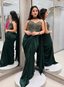 Emerald Green Embellished Drape Set