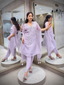 Pastel Lilac Hand-Embellished Kaftan Set