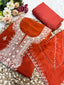Rust Zari Unstitched Suit Set