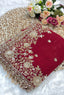 Surkh Red Embellished Saree