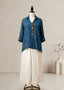 Indigo Blue Printed High-Low Kurta Set with Ivory Wide-Leg Pants