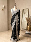Midnight Black Floral Embroidered Saree