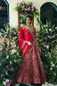 Sultana Heritage Kalidaar in Vermillion & Cerulean