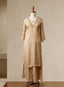 Champagne Fawn Beige Cut Dana Handwork Kurta Set with Wide-Leg Palazzos