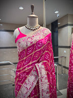 Rani Pink Bandhani & Gota Patti Saree