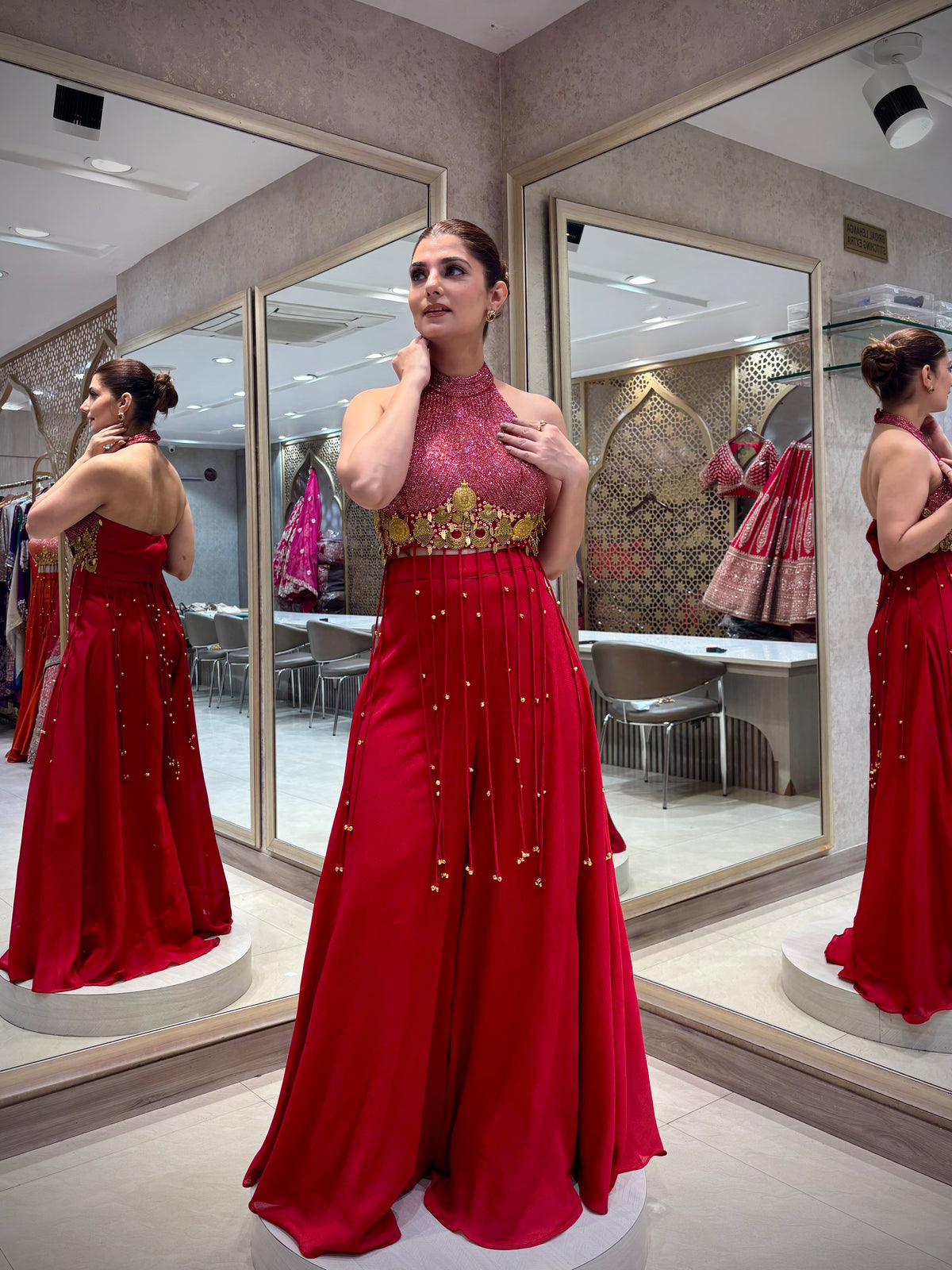 Ruby Red Sharara Set