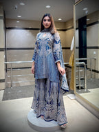 Celestial Indigo Embellished Sharara Set