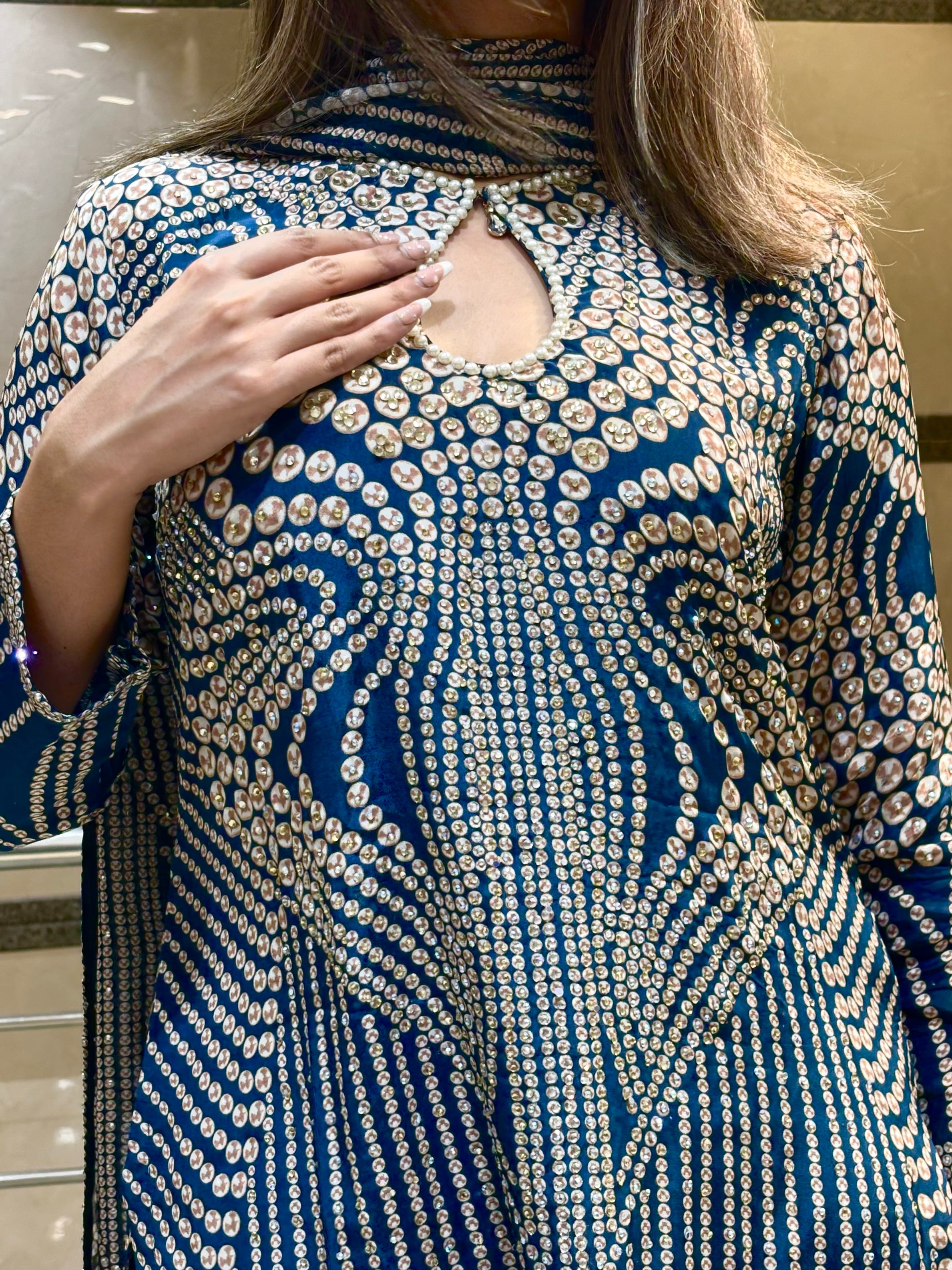 Celestial Indigo Embellished Sharara Set