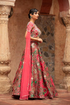 Emerald & Ruby Cape-Style Lehenga Set