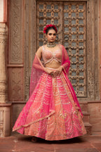 Ombre Mirror-Work Lehenga Set