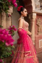 Ombre Mirror-Work Lehenga Set