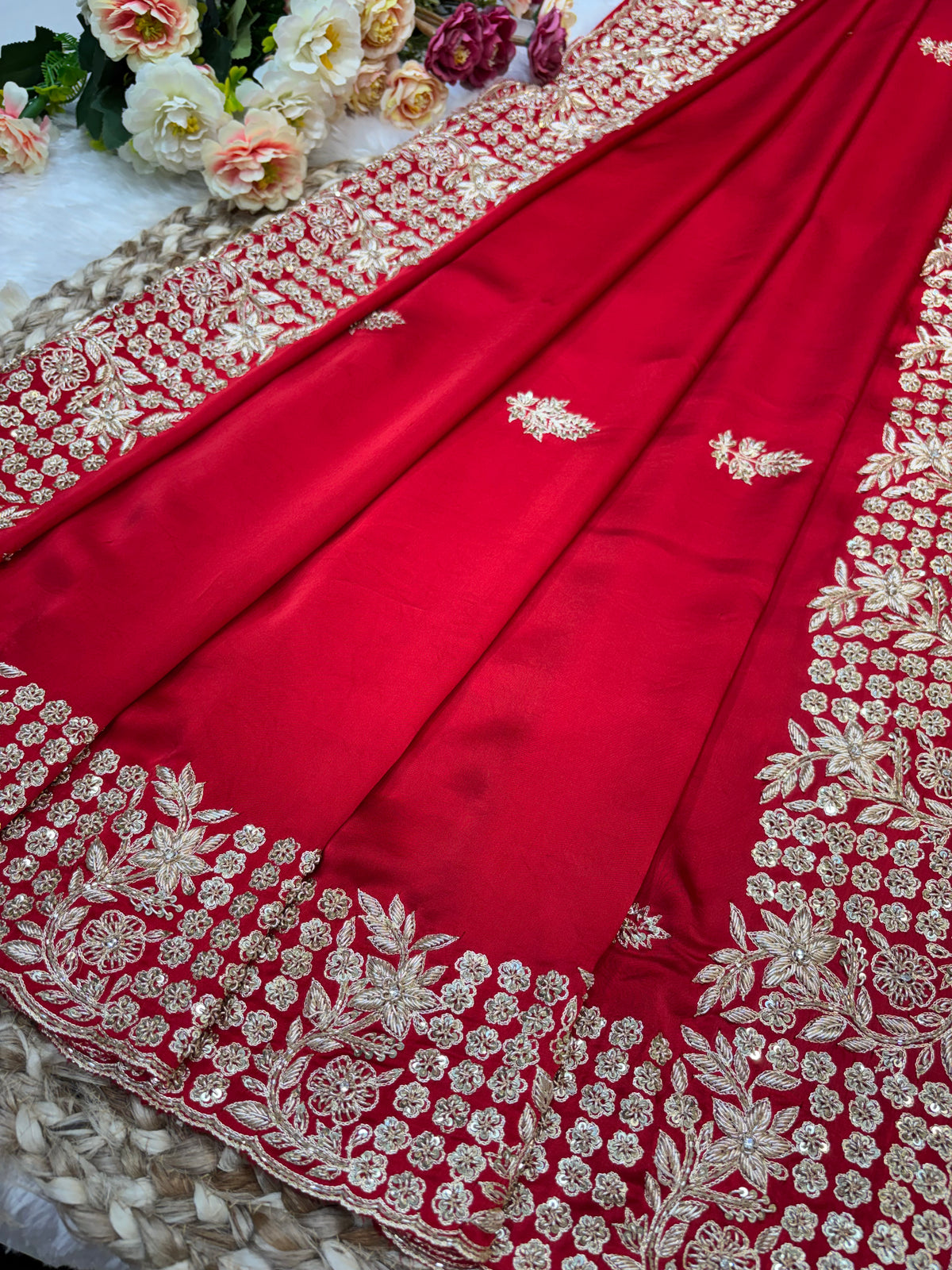 Surkh Embroidered Saree