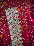 Handcrafted Bandhani Saree with Gota Patti