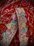 Royal Scarlet Silk Bandhani Saree