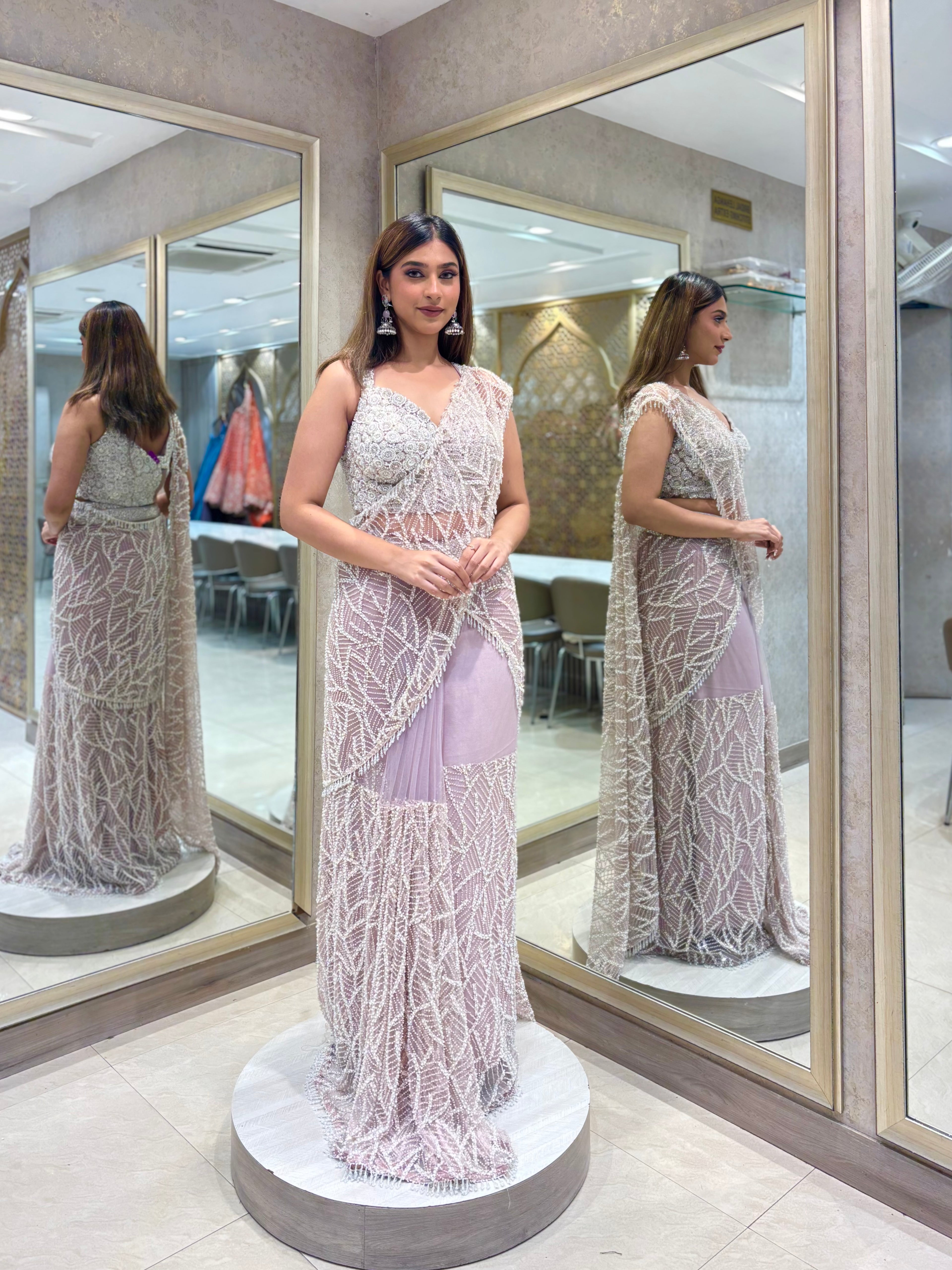 The Lavender Pearl Saree