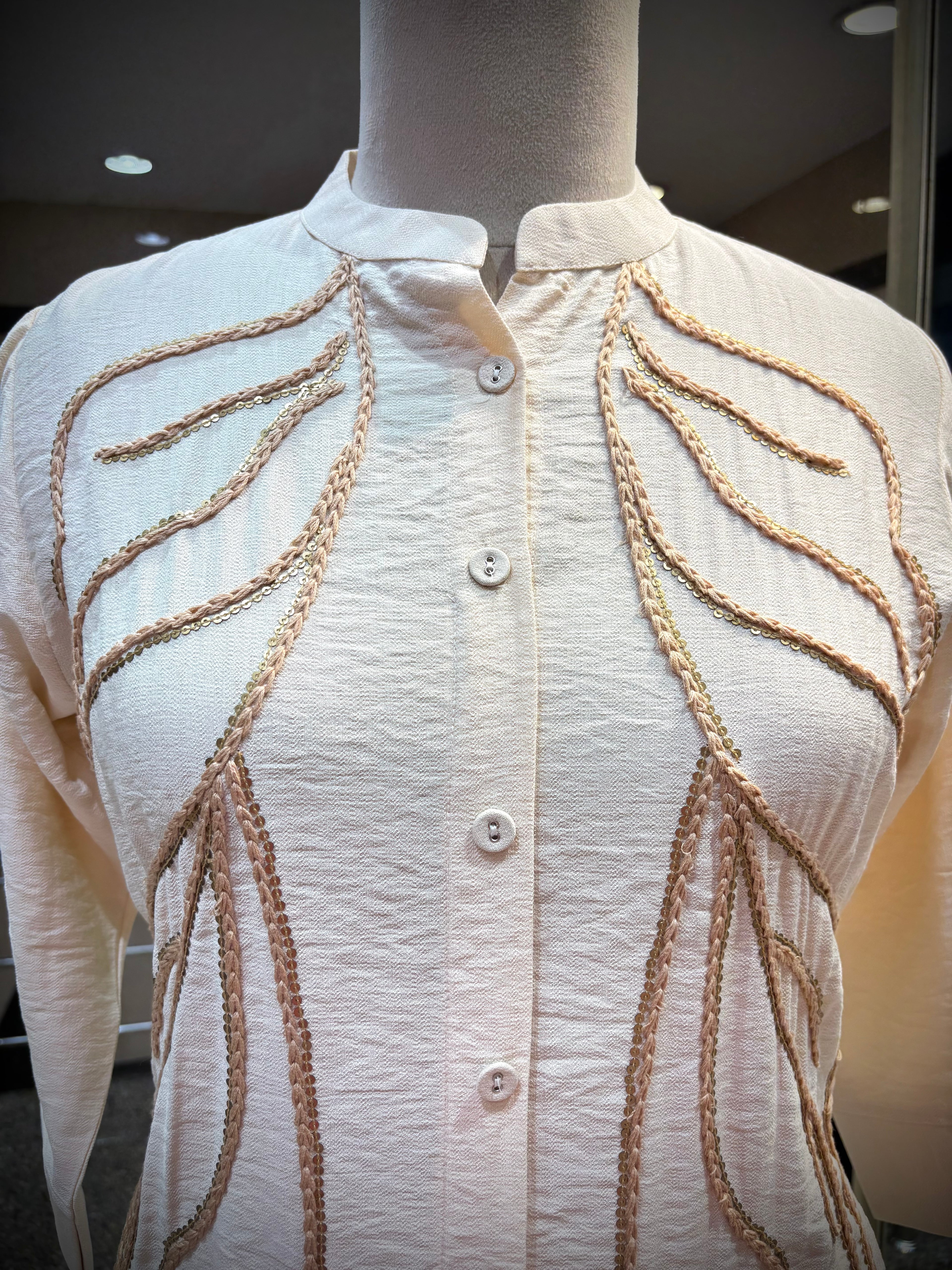 Ivory Co-ord Set with Artisanal Thread