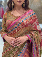 Royal Multi-Hues Embroidered Heritage Saree