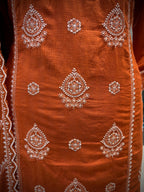 Earthy Rust Embroidered Kurta Set