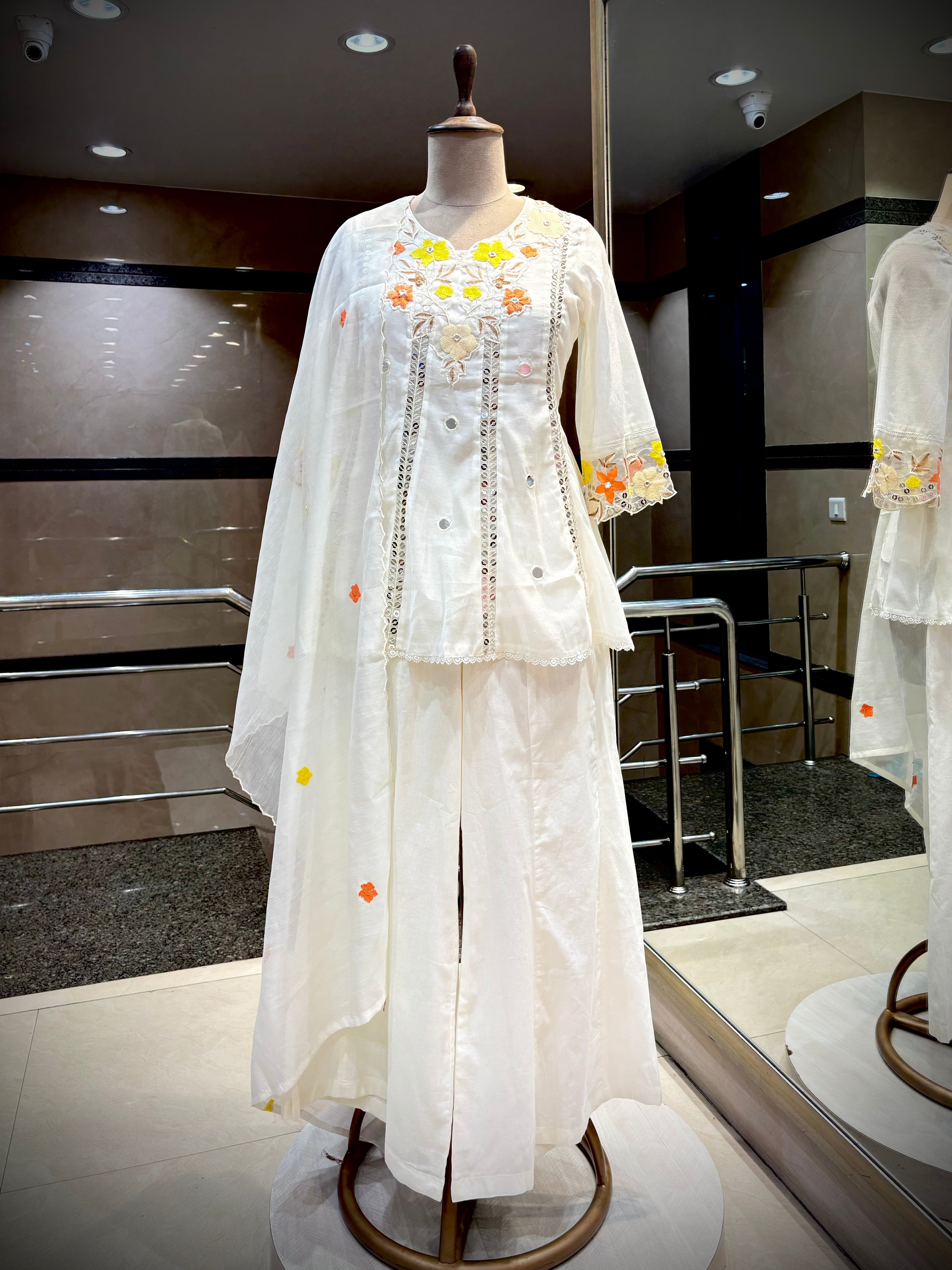 Elegant Ivory Floral Sharara Set