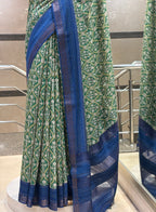 Hand-Printed Silk Saree