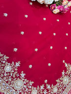 Surkh Red Embellished Saree