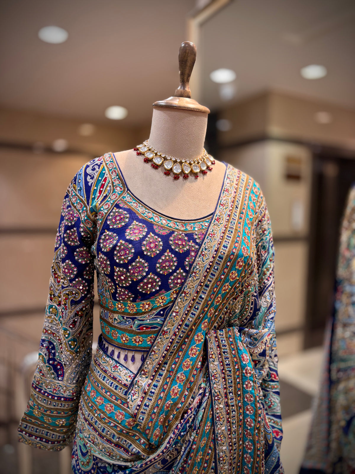 Royal Sapphire Embellished Saree