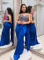 Electric Blue Embellished Drape Set