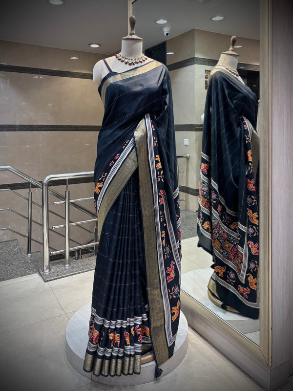 Heritage Elegance: Black Patola Saree