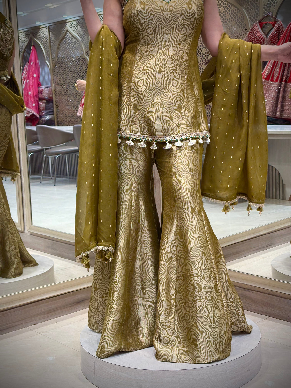 Olive Gold Sharara Set