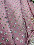 Blush Pink Mirror-Embellished Saree