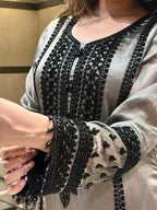 Black  Tissue Silk Pakistani Suit Set