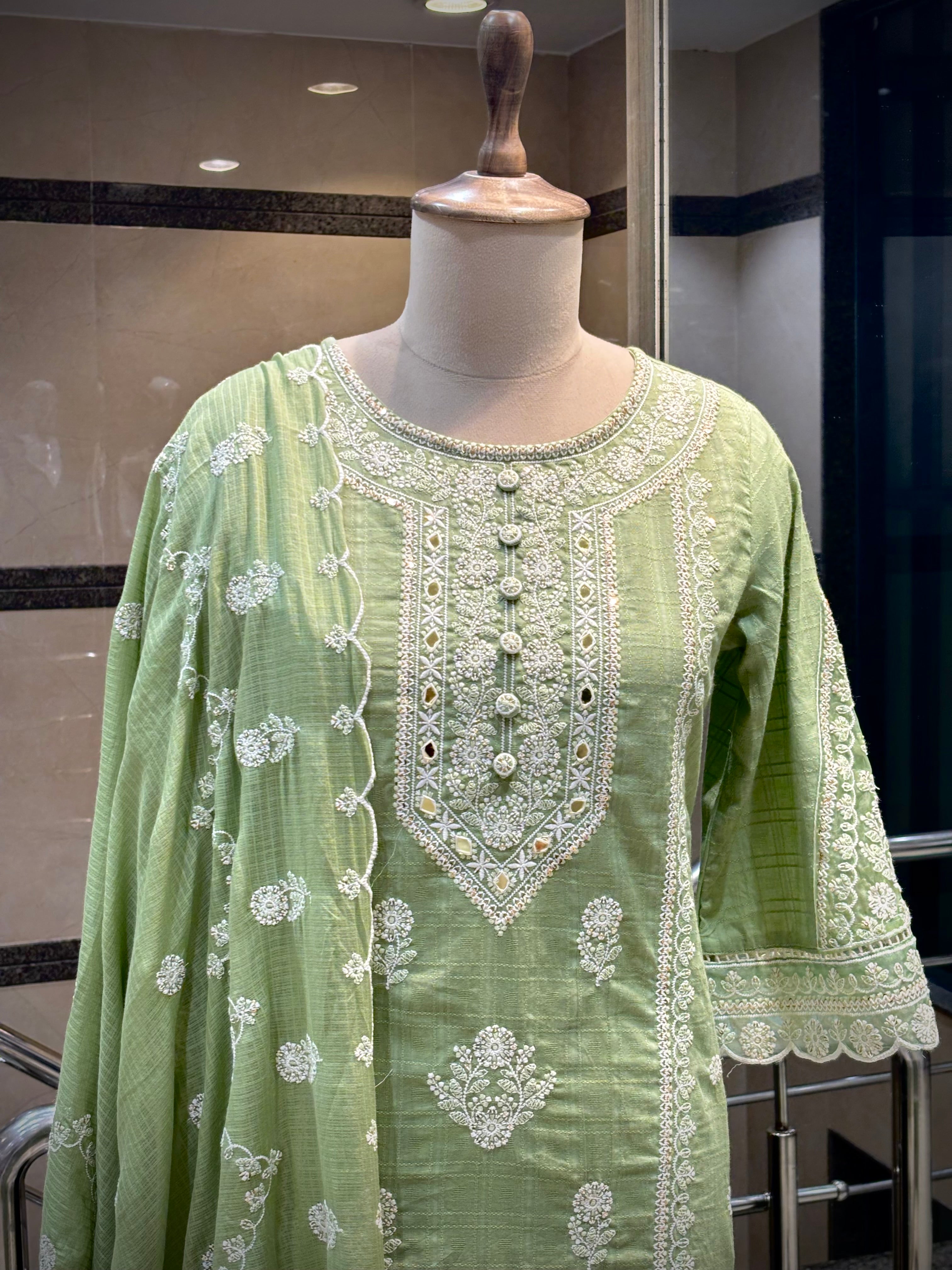Sage Green Embroidered Kurta Set