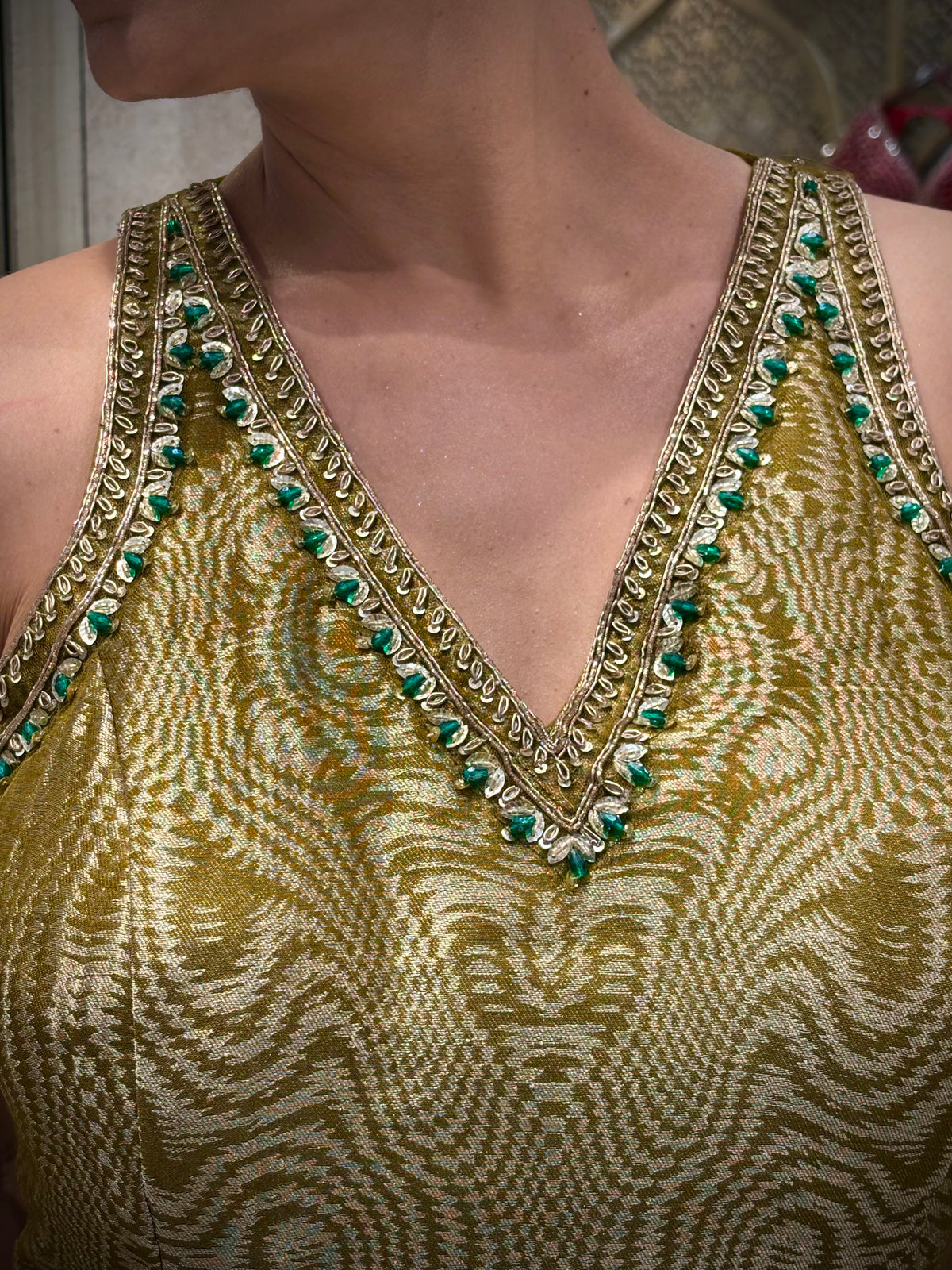 Olive Gold Sharara Set