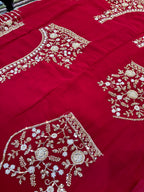 Surkh Red Embellished Saree