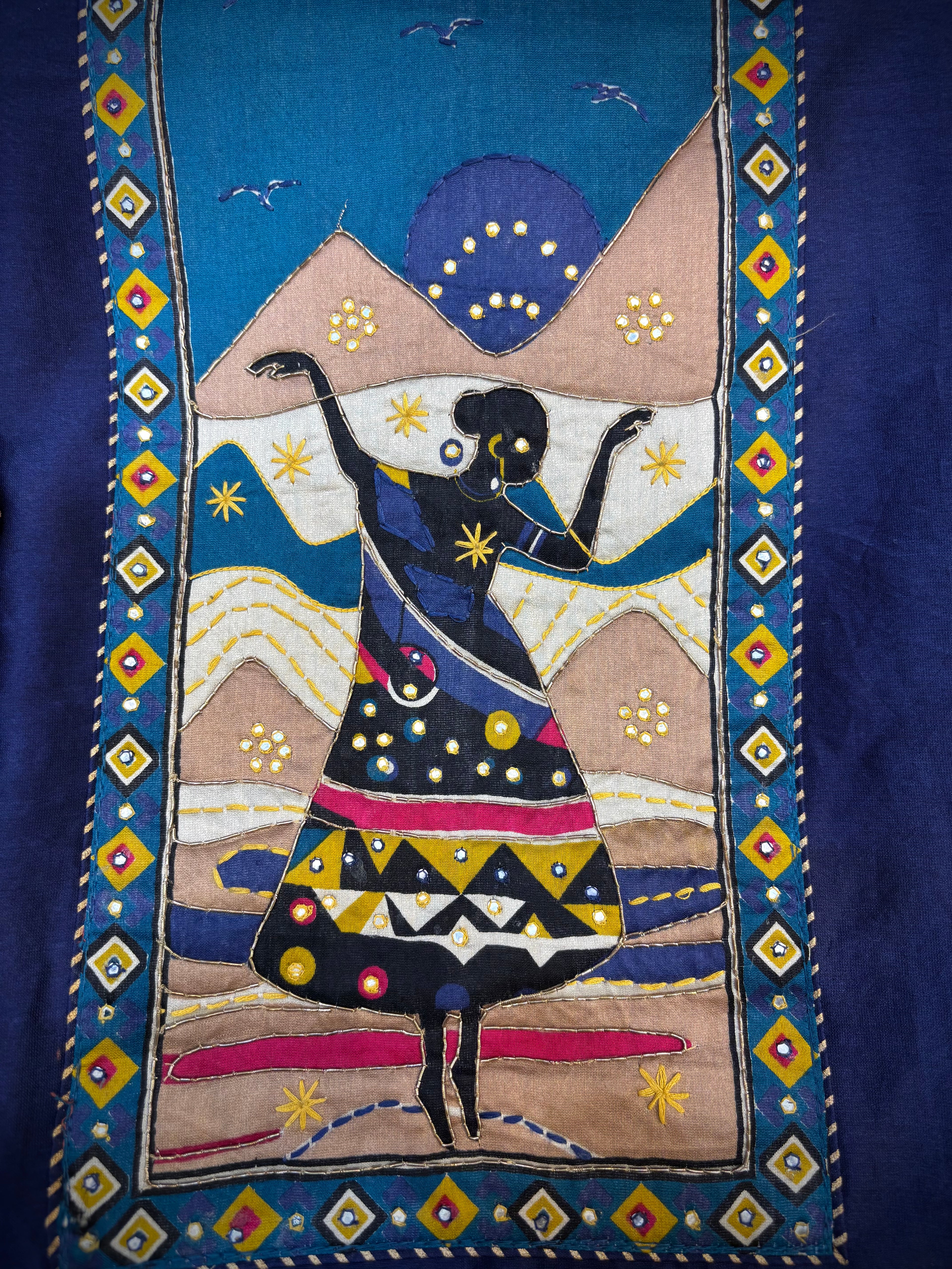 Blue Artistic Unstitched Suit Set