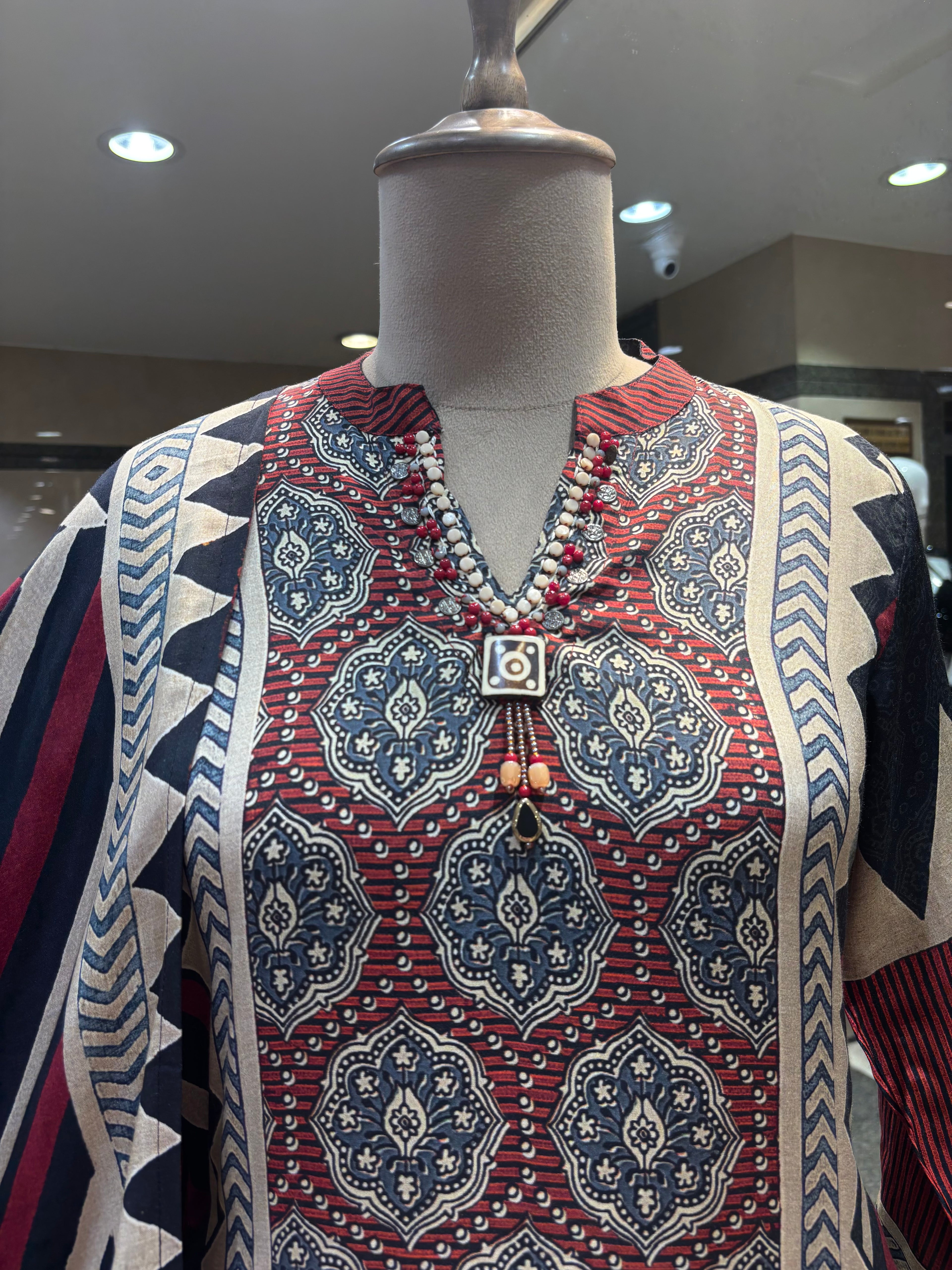 Geometric Print Three-Piece Kurta Set