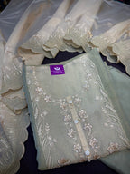 Sage Green Crushed Organza Suit Set