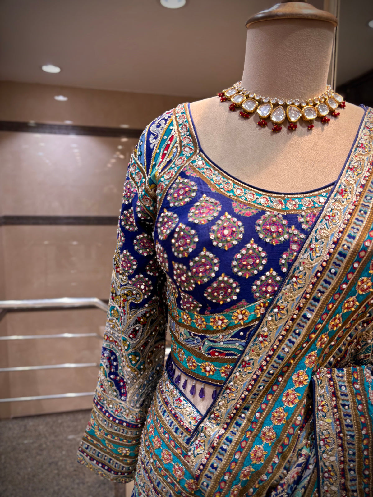 Royal Sapphire Embellished Saree