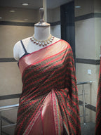 Chevron Print Saree with Zari Borders