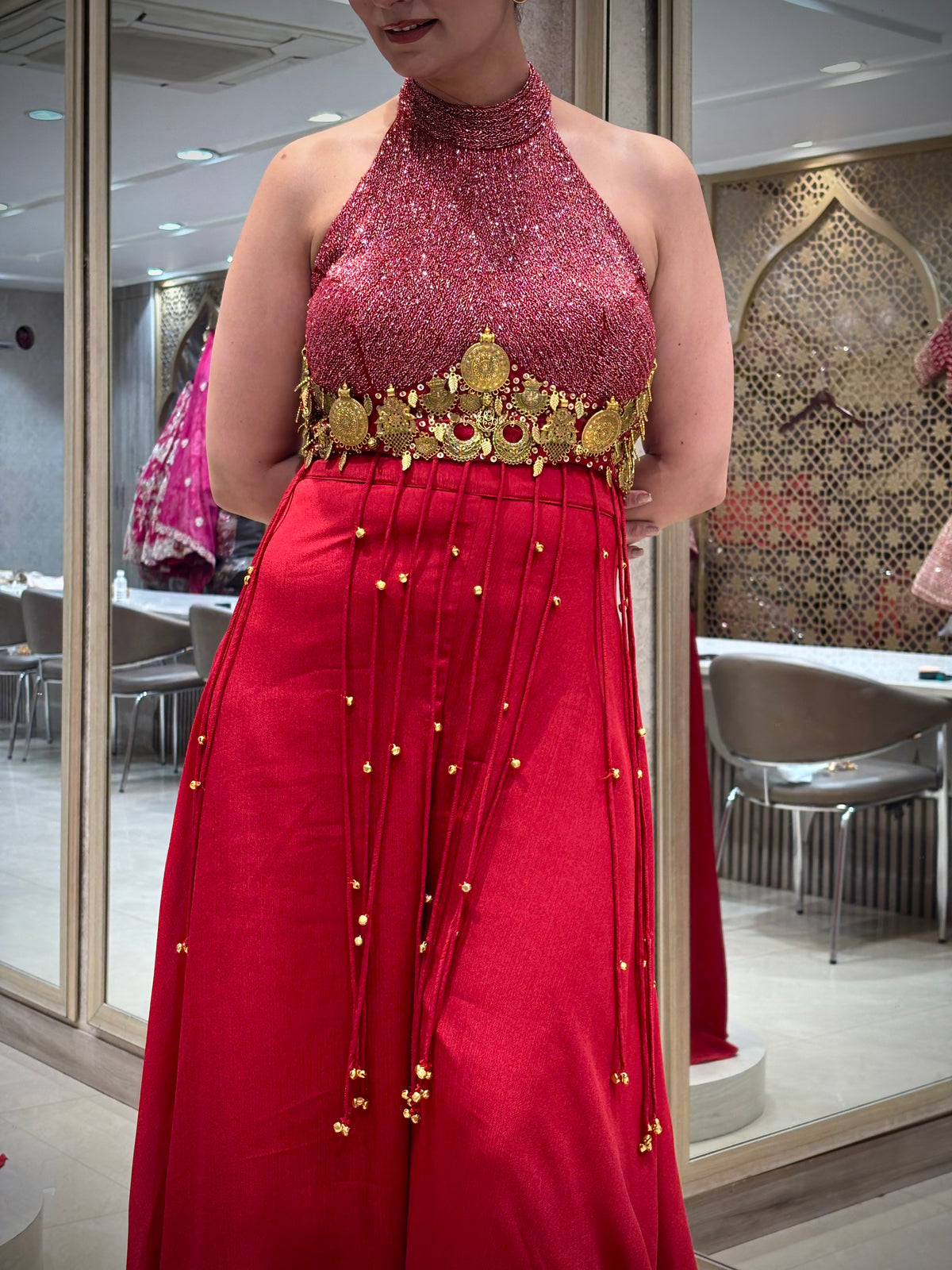Ruby Red Sharara Set