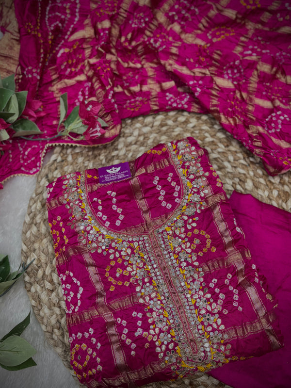 Meher Bandhani Unstitched Suit Set