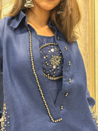 Linen Indigo Hand-Embellished Co-ords