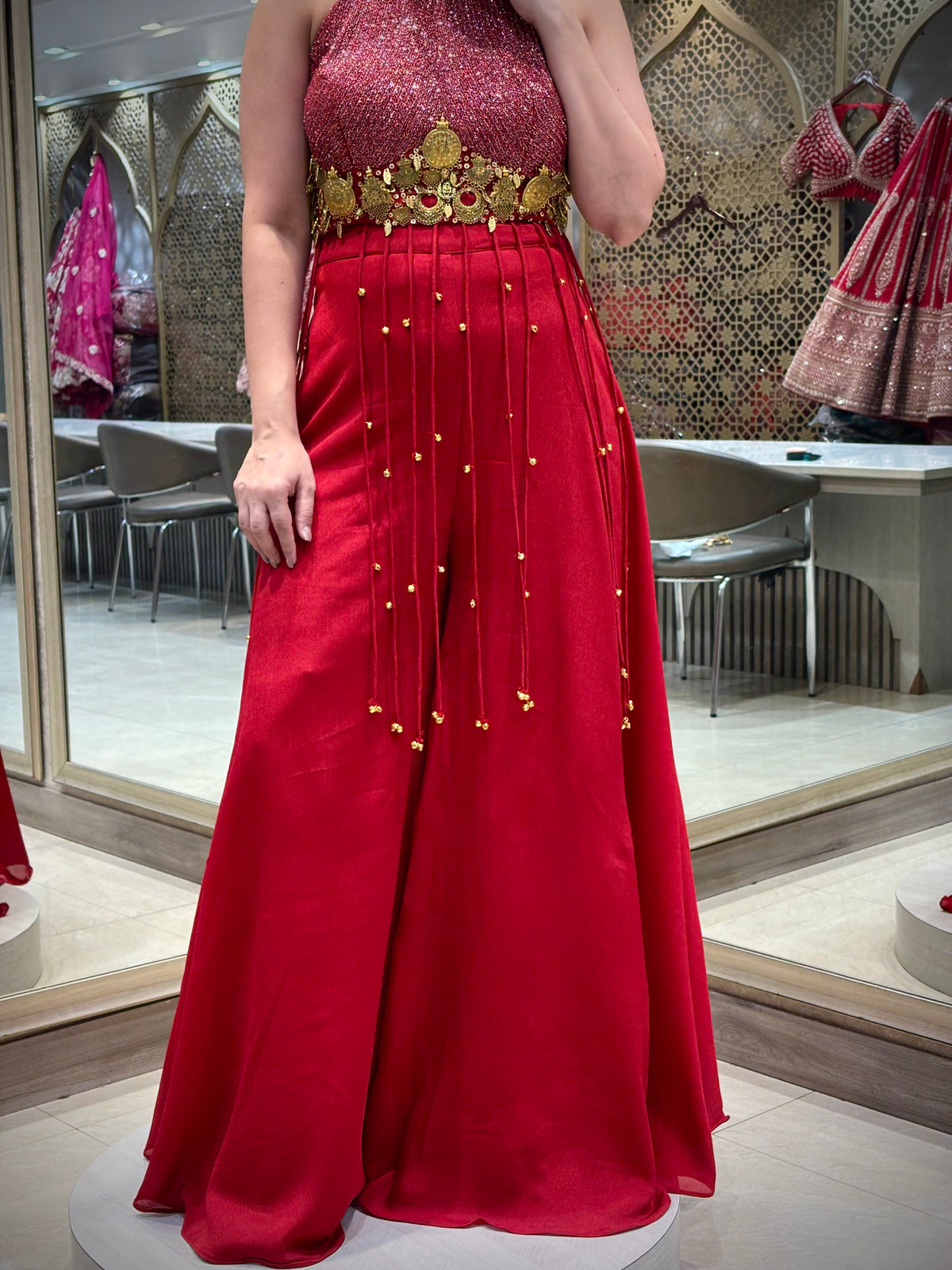 Ruby Red Sharara Set