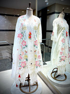 Off White Elegance: Embroidered & Cutwork Suit