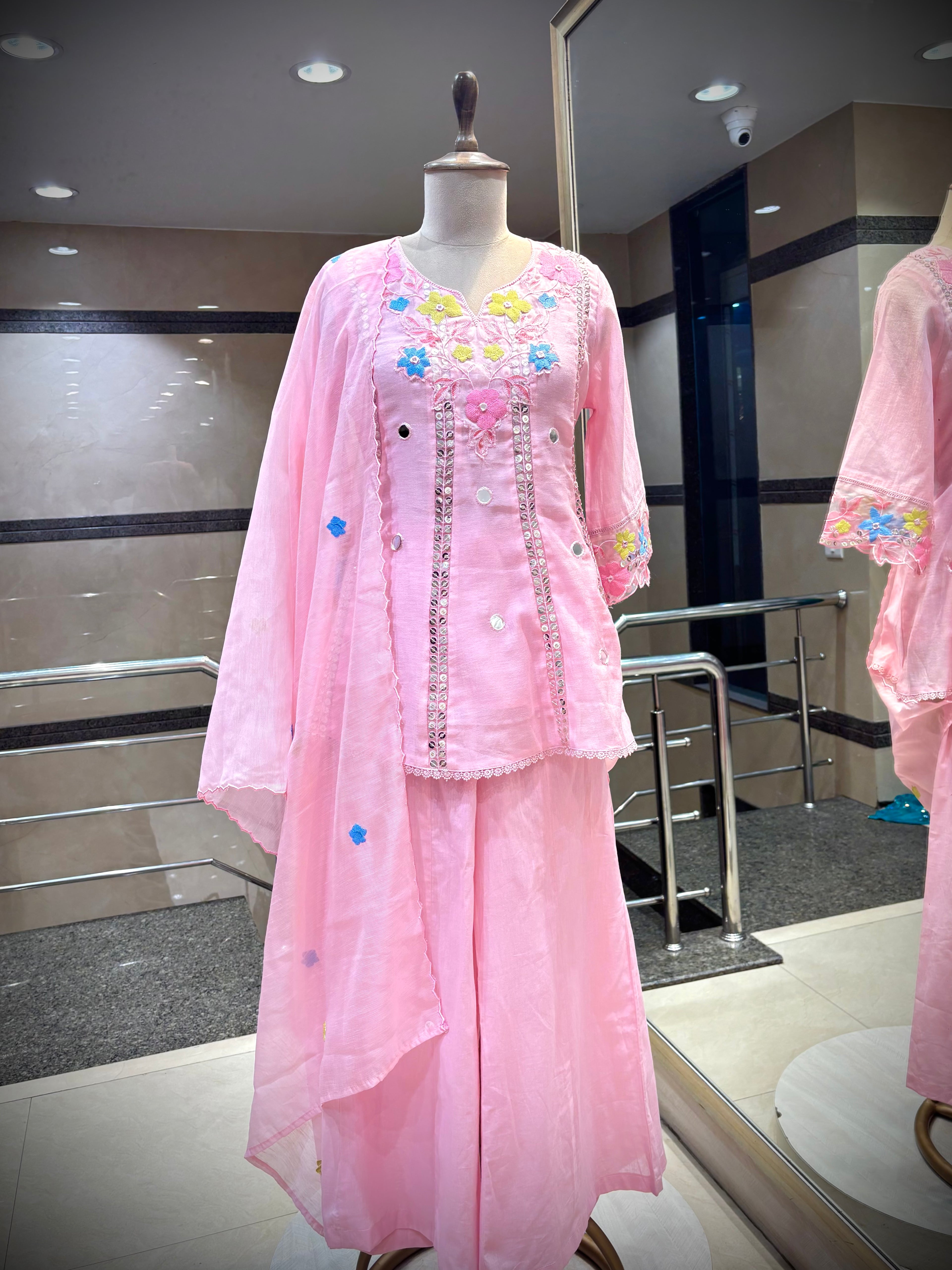 Pastel Pink Floral Sharara Set
