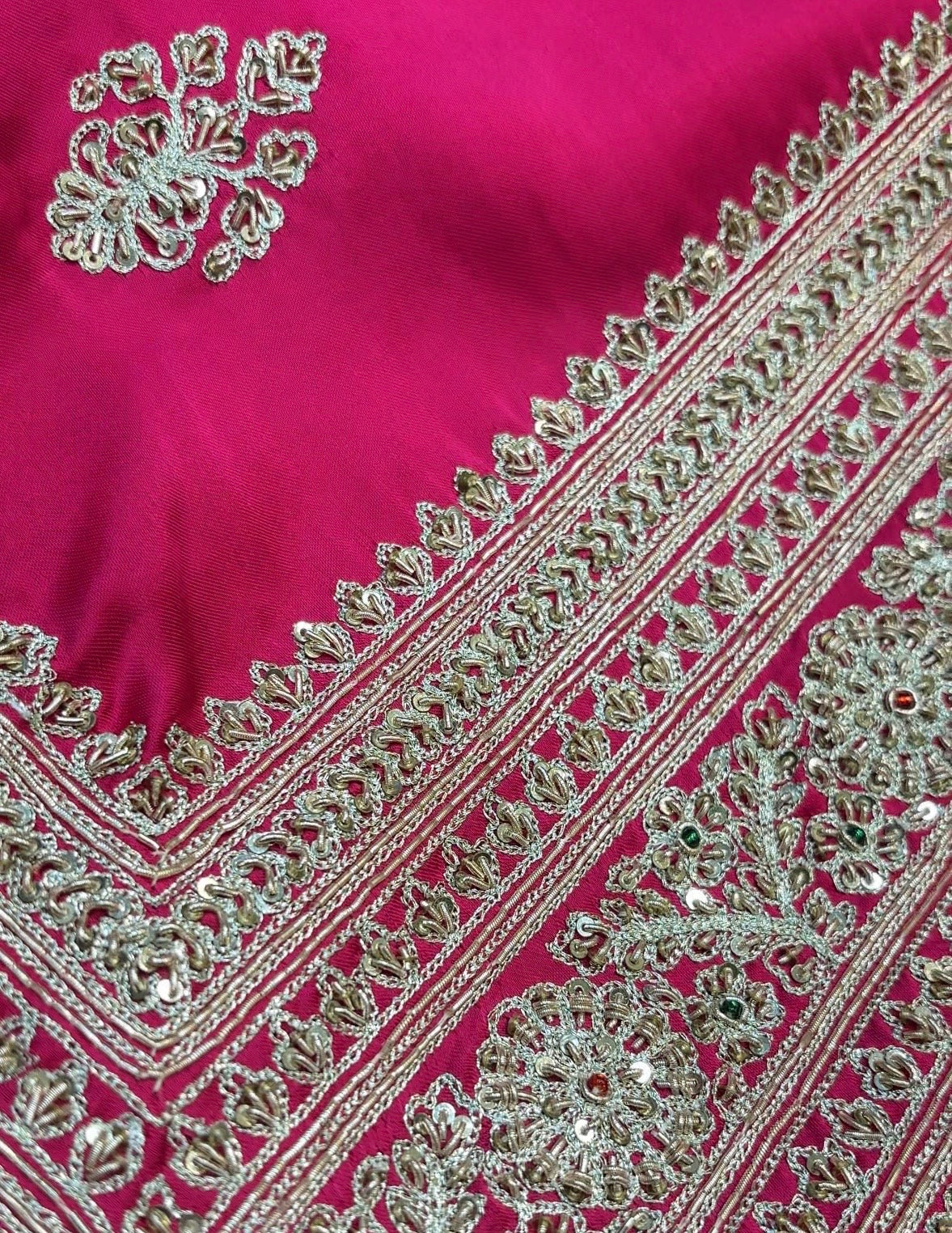 Fuchsia Pink Zari Jaal Saree