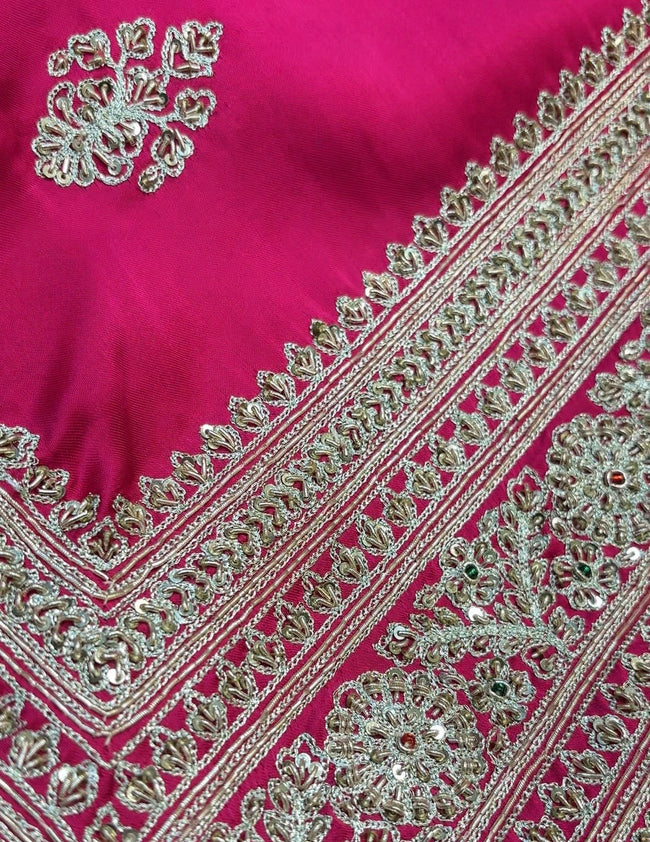 Fuchsia Pink Zari Jaal Saree Hover Image