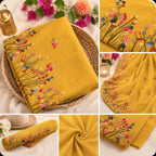 Mustard Saree with French Knot