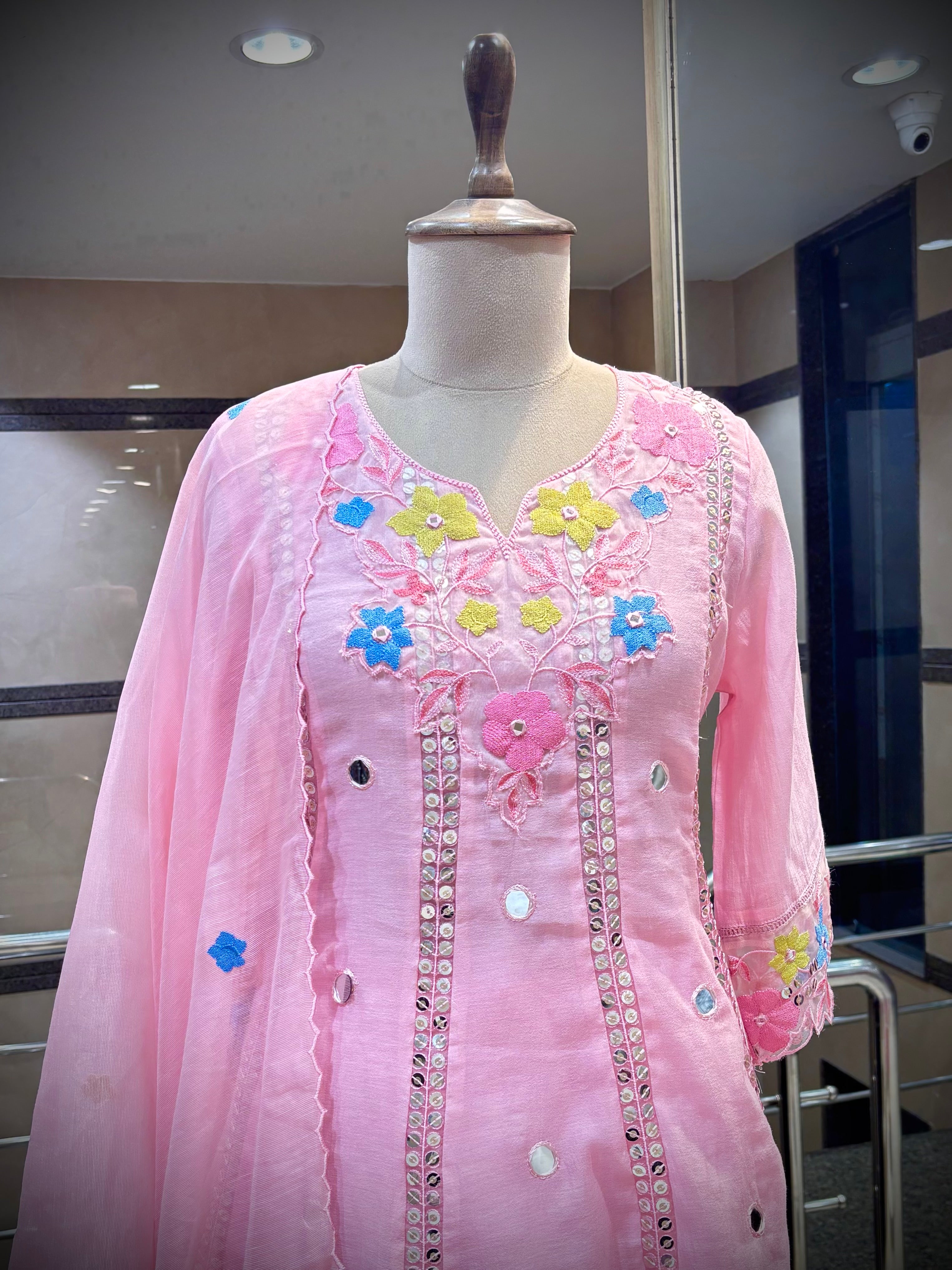 Pastel Pink Floral Sharara Set