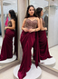 Maroon Embellished Drape Set
